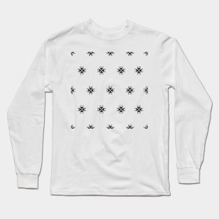 Black seamless ethnic rectangle pattern Long Sleeve T-Shirt